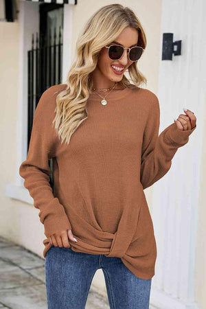 Uniquely Warm Twist Front Sweater - MXSTUDIO.COM