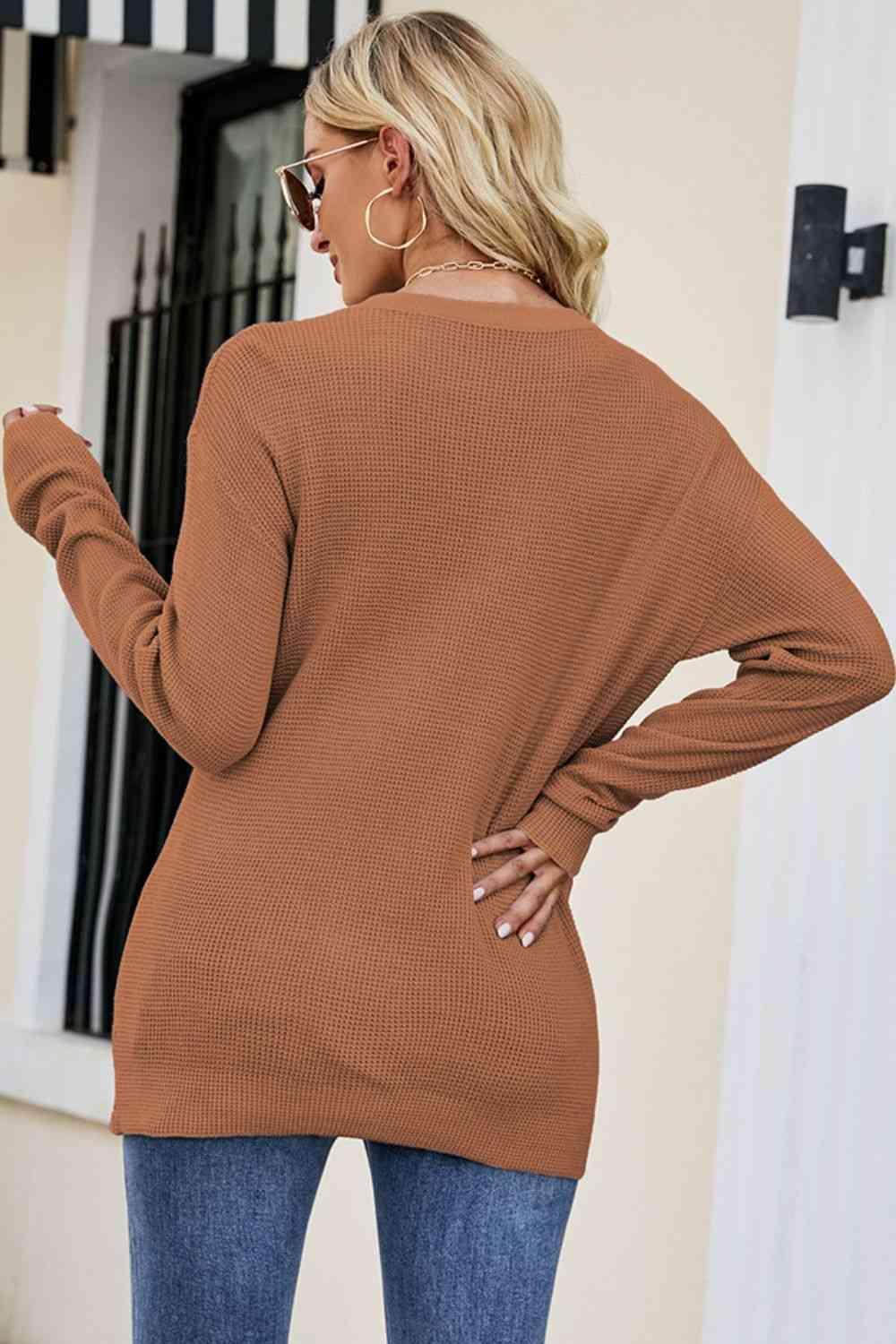 Uniquely Warm Twist Front Sweater - MXSTUDIO.COM