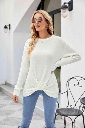 Uniquely Warm Twist Front Sweater - MXSTUDIO.COM