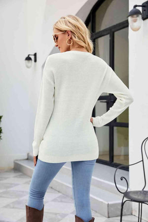 Uniquely Warm Twist Front Sweater - MXSTUDIO.COM