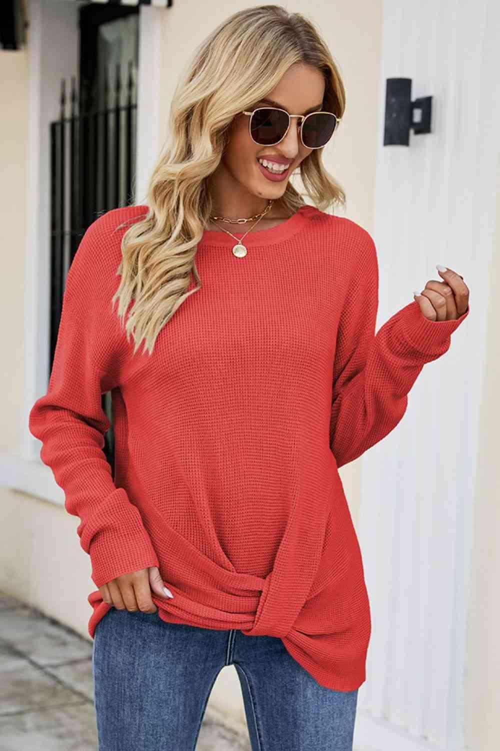 Uniquely Warm Twist Front Sweater - MXSTUDIO.COM