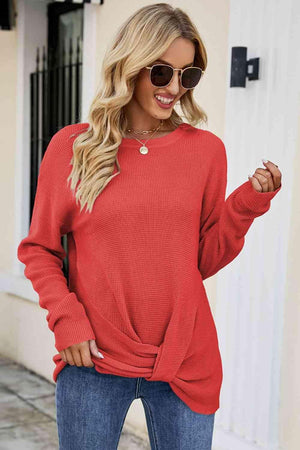 Uniquely Warm Twist Front Sweater - MXSTUDIO.COM