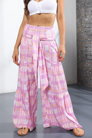 Unmatched Flare Tie Front Floral Palazzo Pants - MXSTUDIO.COM