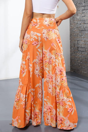 Unmatched Flare Tie Front Floral Palazzo Pants - MXSTUDIO.COM