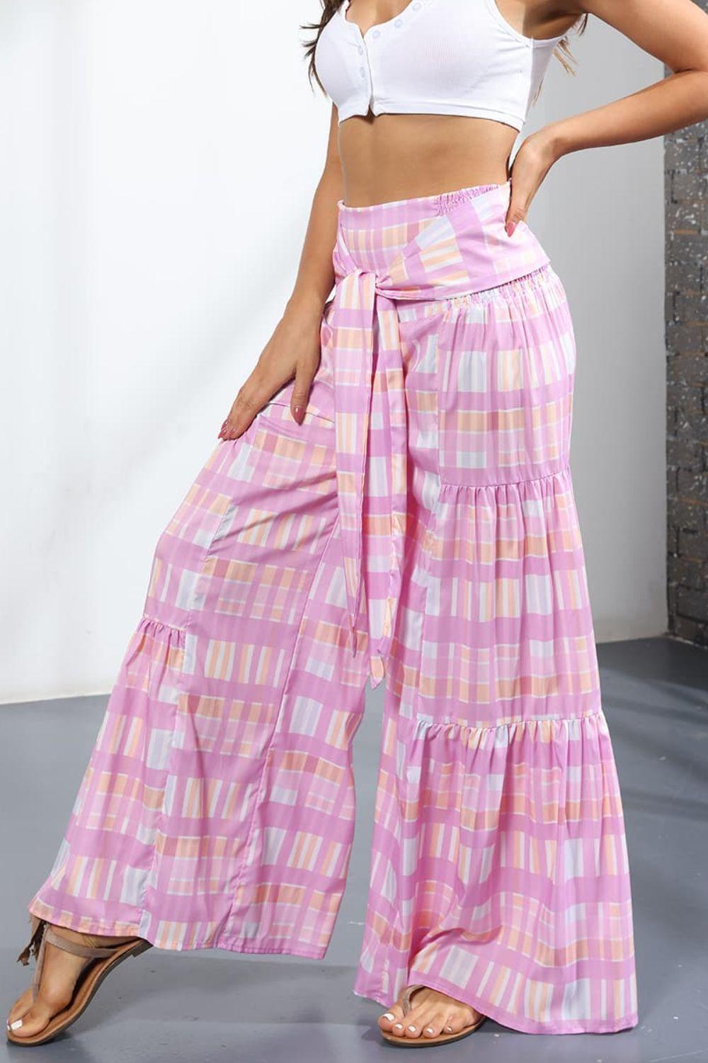 Unmatched Flare Tie Front Floral Palazzo Pants - MXSTUDIO.COM