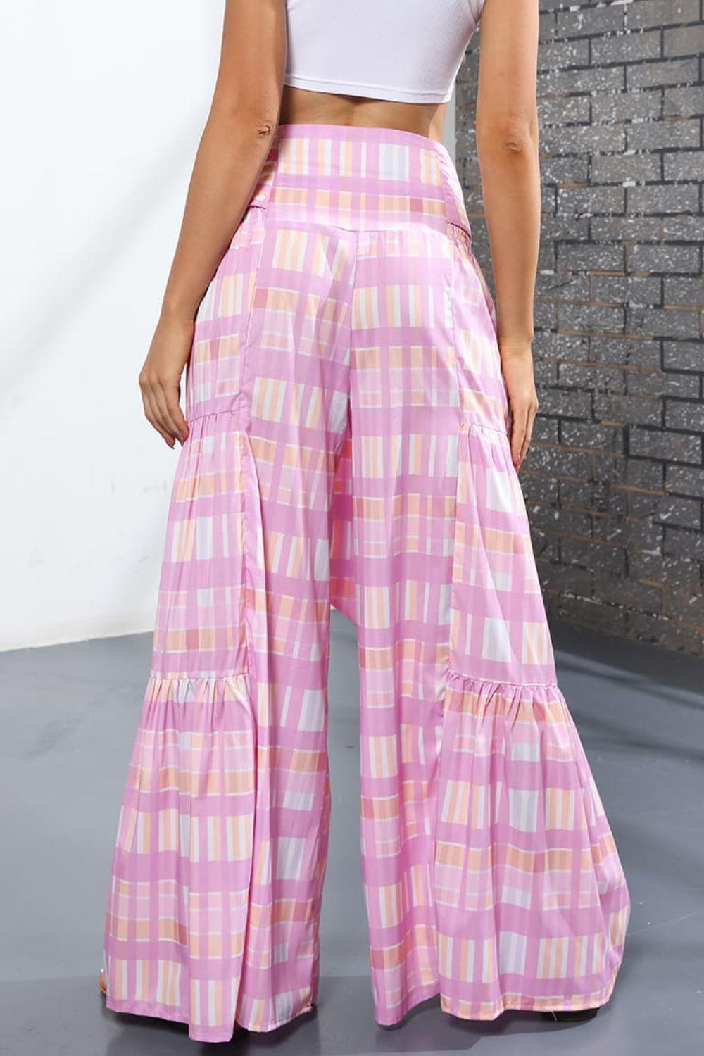 Unmatched Flare Tie Front Floral Palazzo Pants - MXSTUDIO.COM