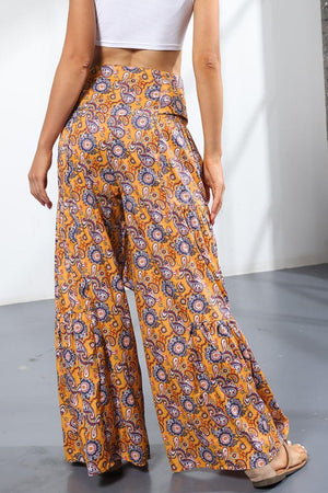 Unmatched Flare Tie Front Floral Palazzo Pants - MXSTUDIO.COM