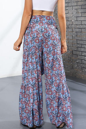 Unmatched Flare Tie Front Floral Palazzo Pants - MXSTUDIO.COM