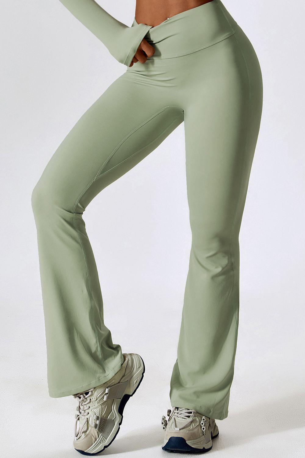 Unparalleled Comfort Active High Waist Flare Leg Pants - MXSTUDIO.COM