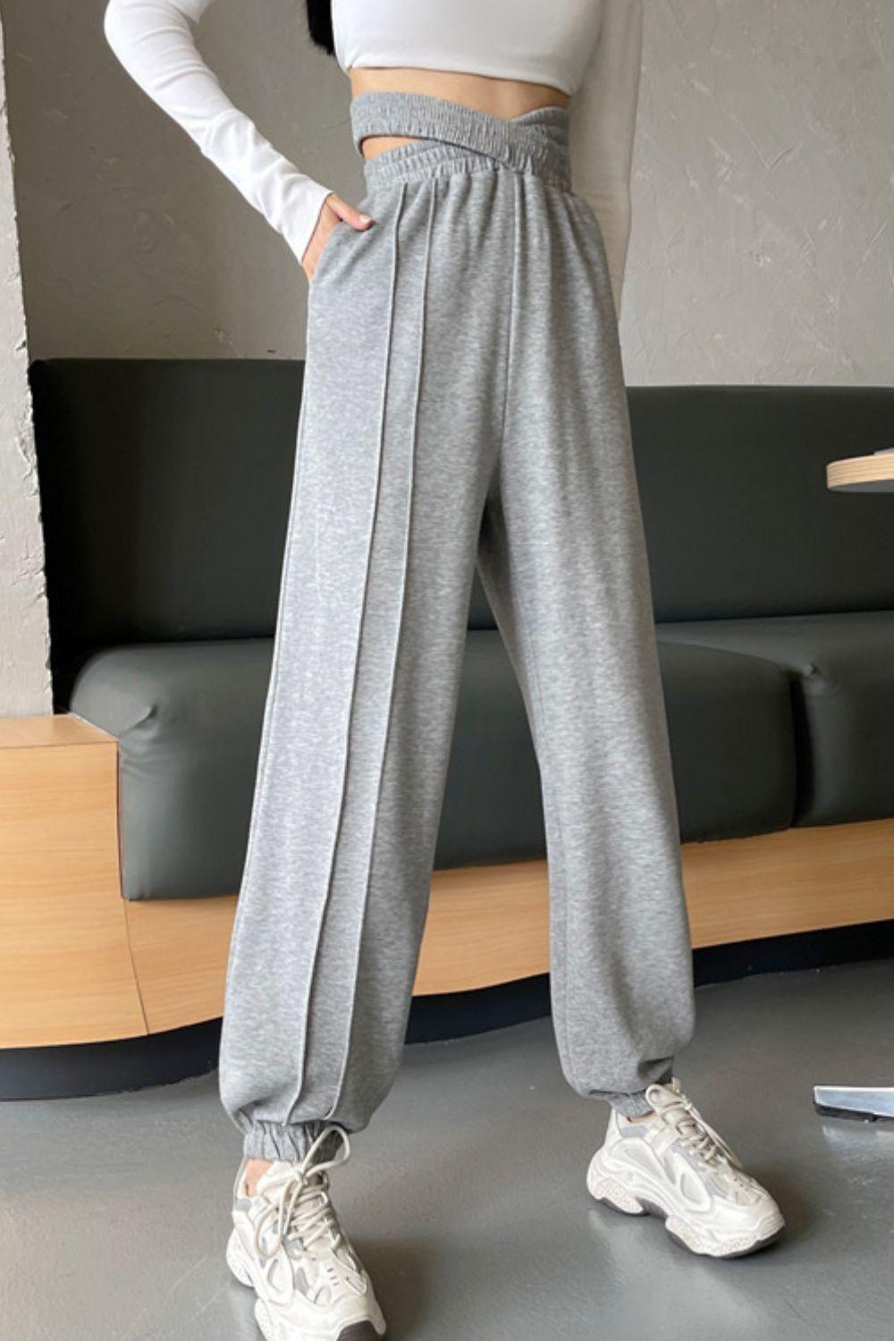 Unrestricted Crisscross Long Inseam Sweatpants - MXSTUDIO.COM