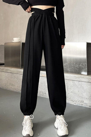 Unrestricted Crisscross Long Inseam Sweatpants - MXSTUDIO.COM