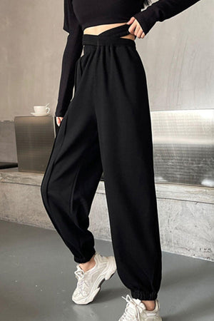 Unrestricted Crisscross Long Inseam Sweatpants - MXSTUDIO.COM