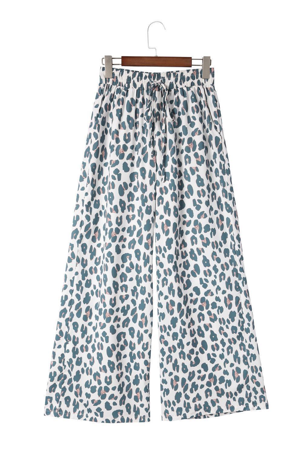 Unrestricted Leopard Print Wide Leg Culottes - MXSTUDIO.COM