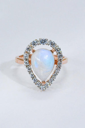 Unrivaled Flair Teardrop-Shaped Moonstone Ring - MXSTUDIO.COM