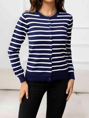 Unsophisticated Warmth Striped Knit Cardigan-MXSTUDIO.COM