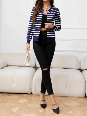 Unsophisticated Warmth Striped Knit Cardigan-MXSTUDIO.COM