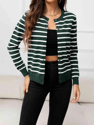 Unsophisticated Warmth Striped Knit Cardigan-MXSTUDIO.COM