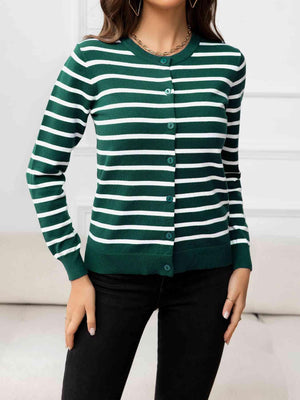 Unsophisticated Warmth Striped Knit Cardigan-MXSTUDIO.COM