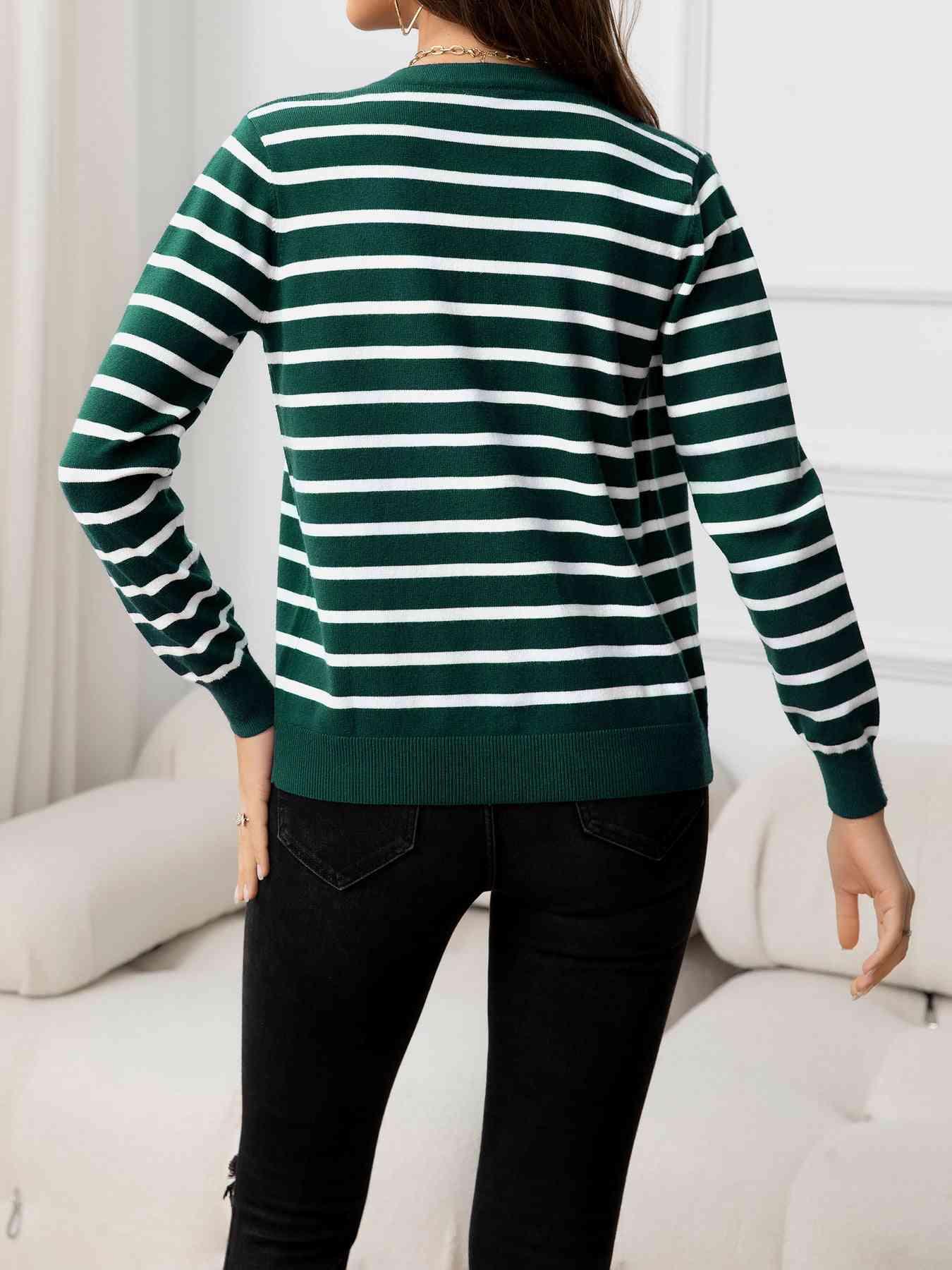 Unsophisticated Warmth Striped Knit Cardigan-MXSTUDIO.COM