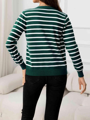 Unsophisticated Warmth Striped Knit Cardigan-MXSTUDIO.COM