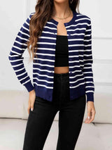 Unsophisticated Warmth Striped Knit Cardigan-MXSTUDIO.COM