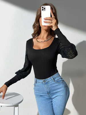 Unstoppable Black Scoop Neck Bodysuit - MXSTUDIO.COM