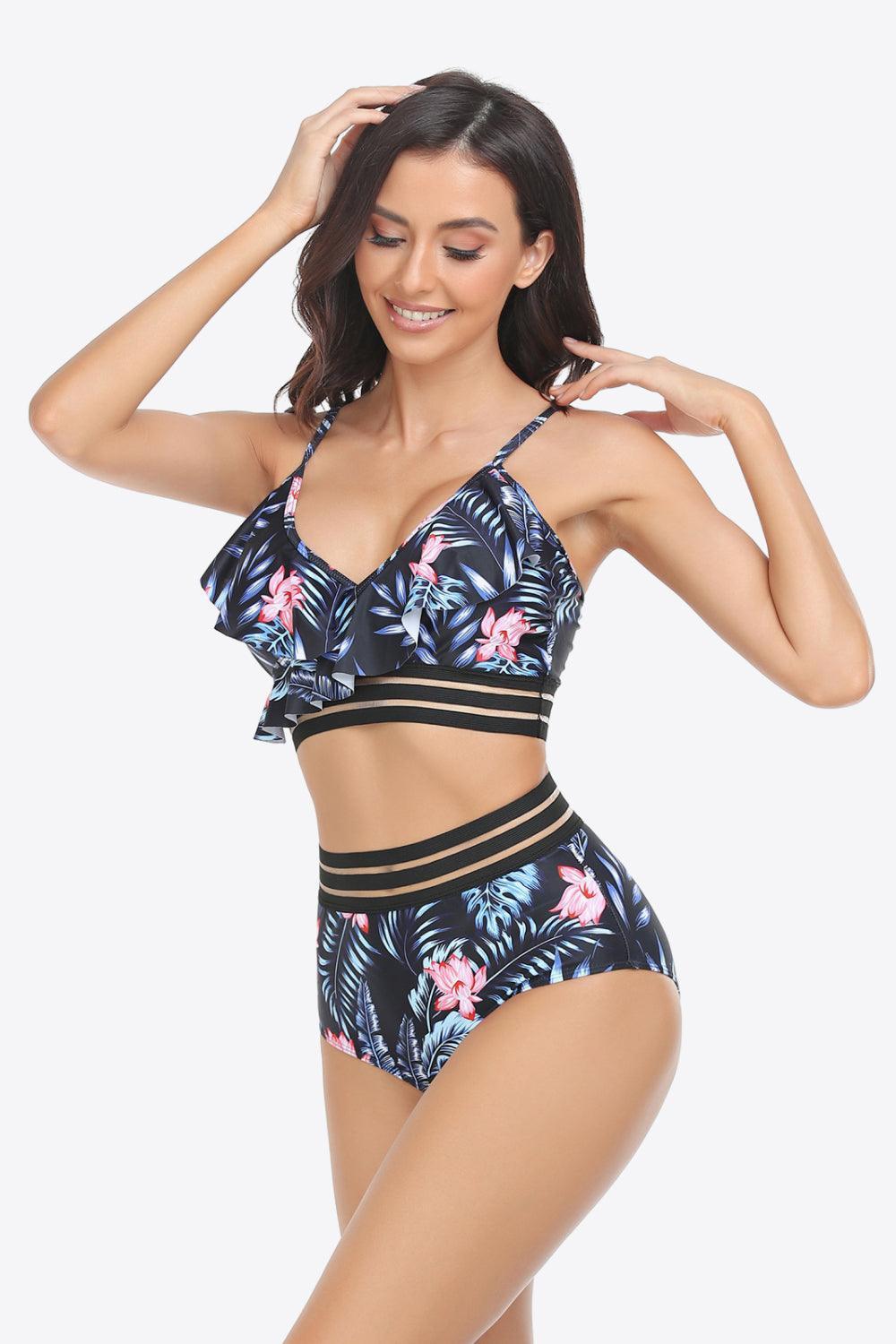 Unstoppable Joy Plunge Ruffled Bikini Set - MXSTUDIO.COM