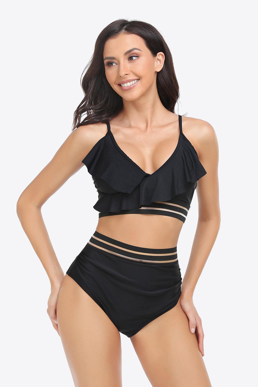 Unstoppable Joy Plunge Ruffled Bikini Set - MXSTUDIO.COM