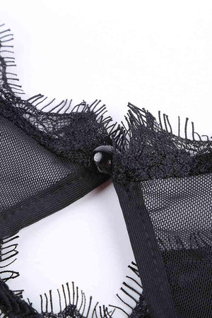 a close up of a piece of black lace