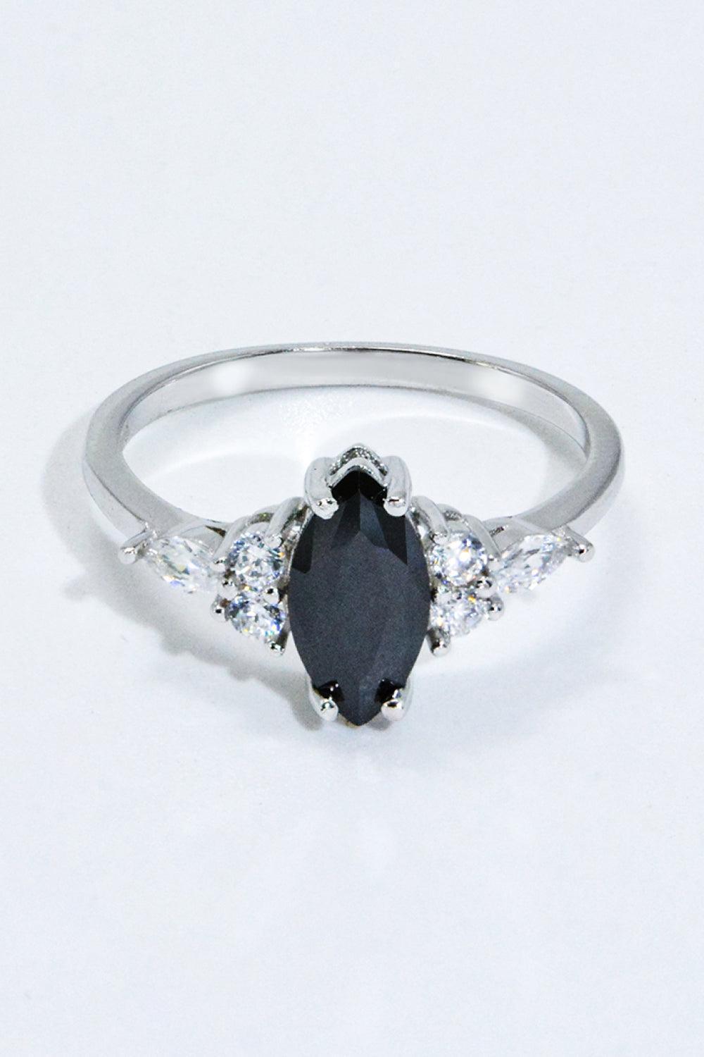 Upgrade Glow Zircon Detail Black Agate Ring - MXSTUDIO.COM