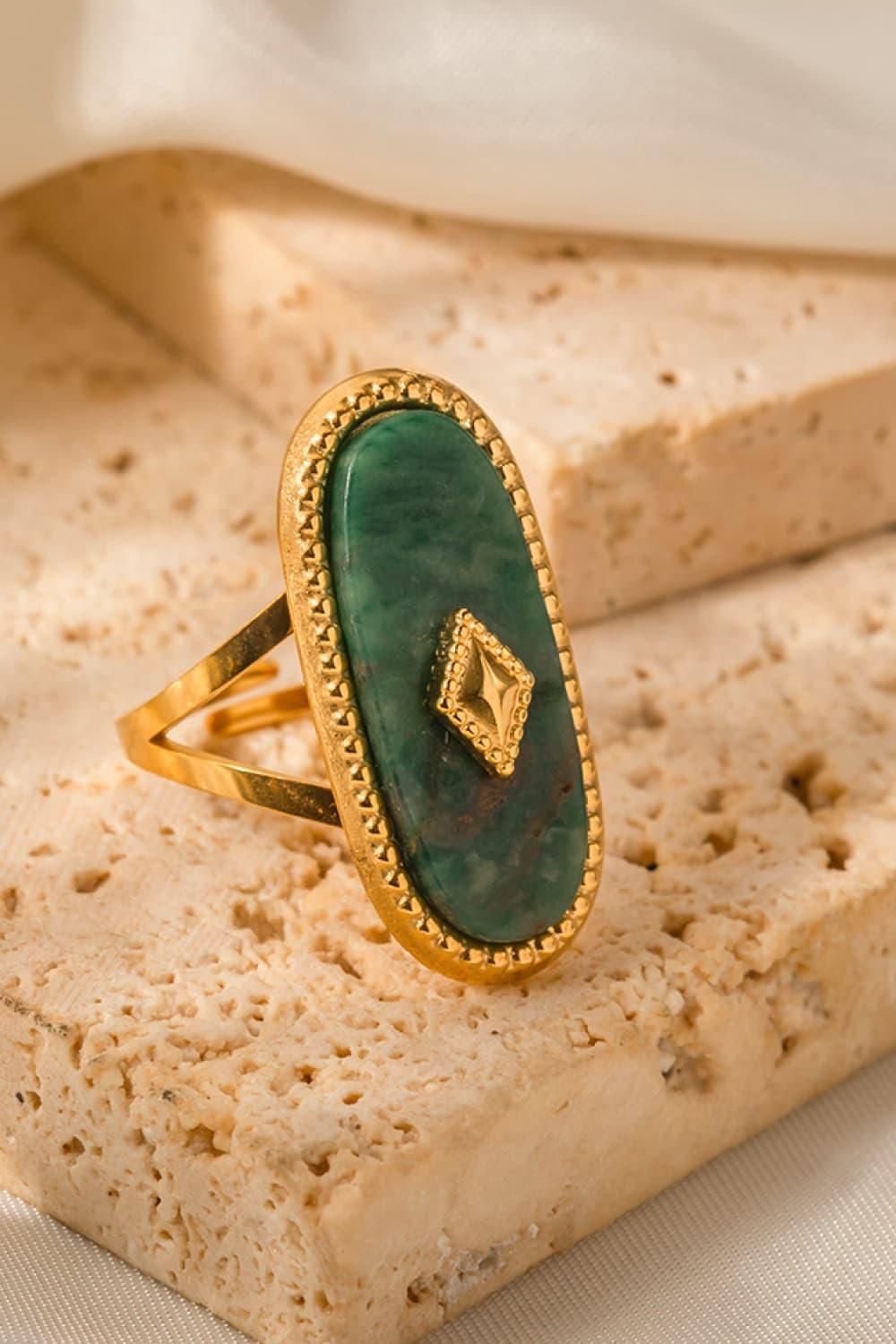 Uplifting Times Gold Plated Natural Stone Copper Ring - MXSTUDIO.COM