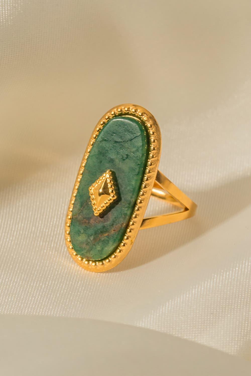 Uplifting Times Gold Plated Natural Stone Copper Ring - MXSTUDIO.COM