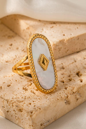 Uplifting Times Gold Plated Natural Stone Copper Ring - MXSTUDIO.COM