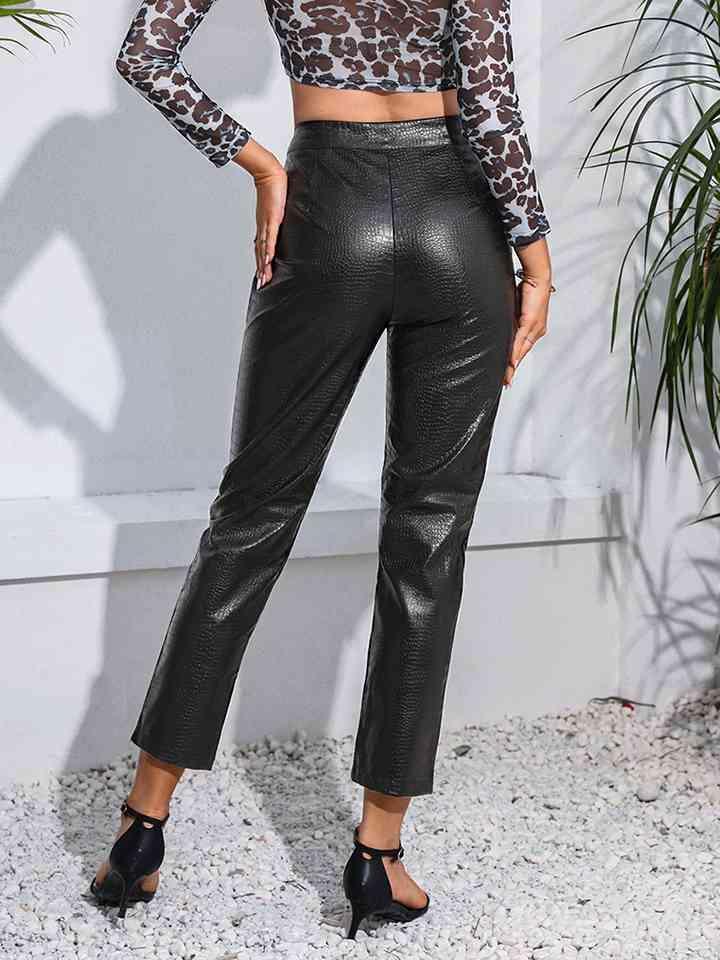 Uptown Girl Zip Up Faux Leather Cropped Pants - MXSTUDIO.COM