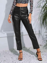 Uptown Girl Zip Up Faux Leather Cropped Pants - MXSTUDIO.COM