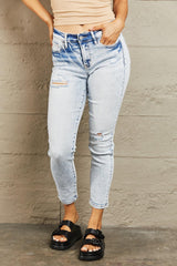 Urban Chic Cropped Light Wash Skinny Jeans - MXSTUDIO.COM