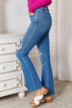 Urban Fashion Stretch Ripped Bootcut Jeans - MXSTUDIO.COM