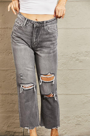 Urban Style Mid Rise Distressed Cropped Jeans - MXSTUDIO.COM