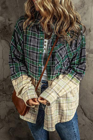 Urban Warmth Button Down Plaid Shacket-MXSTUDIO.COM