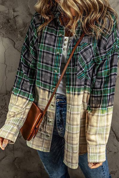 Urban Warmth Button Down Plaid Shacket-MXSTUDIO.COM