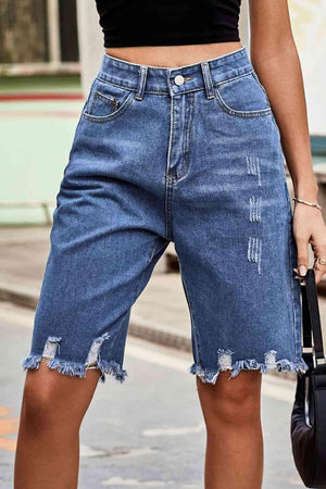 Urban Wear Distressed Denim Bermuda Shorts - MXSTUDIO.COM