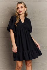 Utterly Stylish Short Sleeve Black Mini Dress - MXSTUDIO.COM