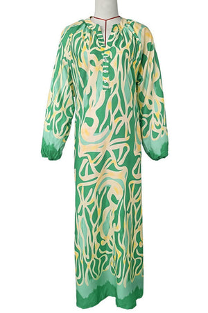 Vacation At Its Finest Green Balloon Sleeve Dress - MXSTUDIO.COM