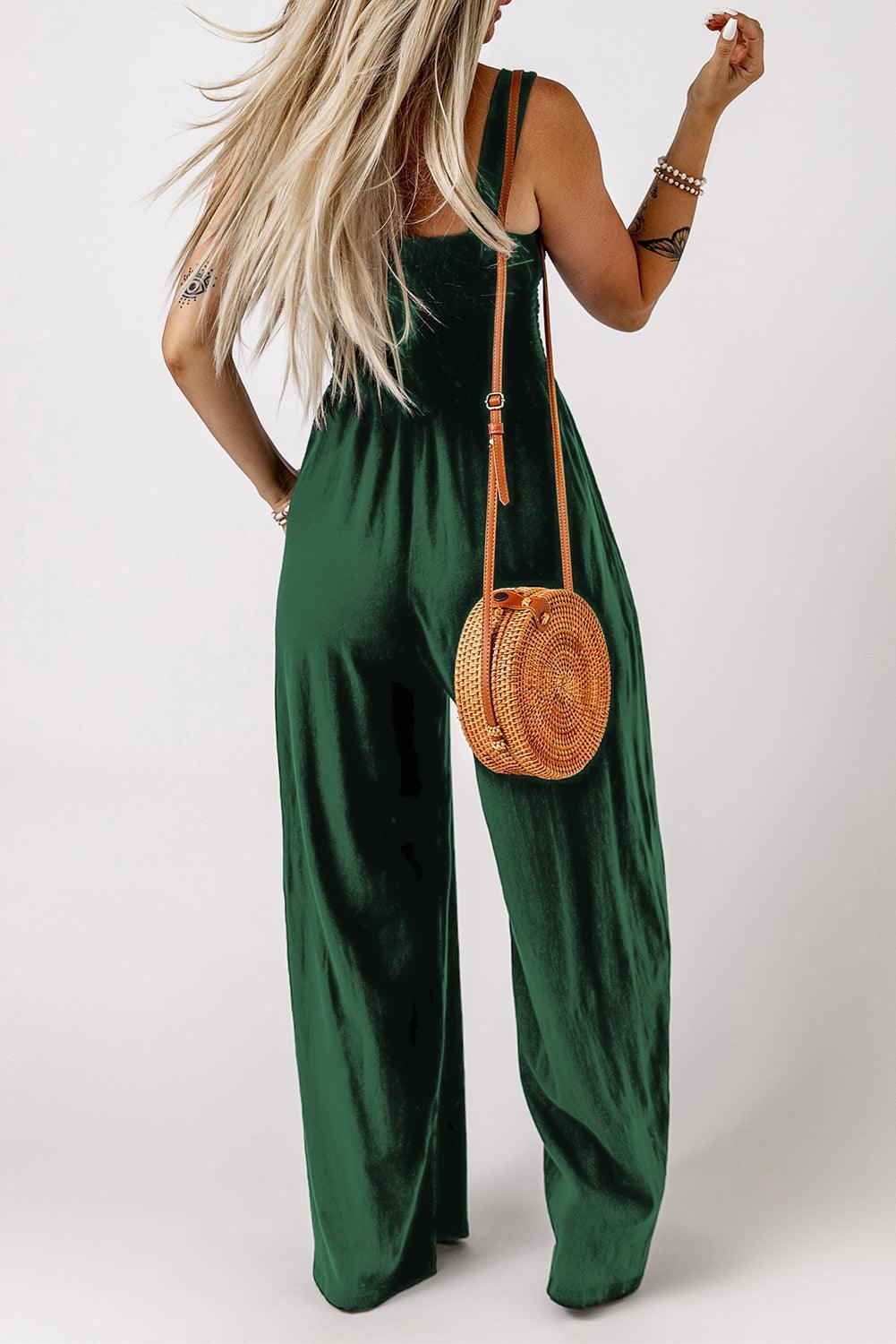 Vacation Chick Square Neck Wide Leg Jumpsuit - MXSTUDIO.COM