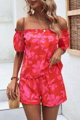 Vacation Cutie Off-Shoulder Top Floral Shorts Set - MXSTUDIO.COM