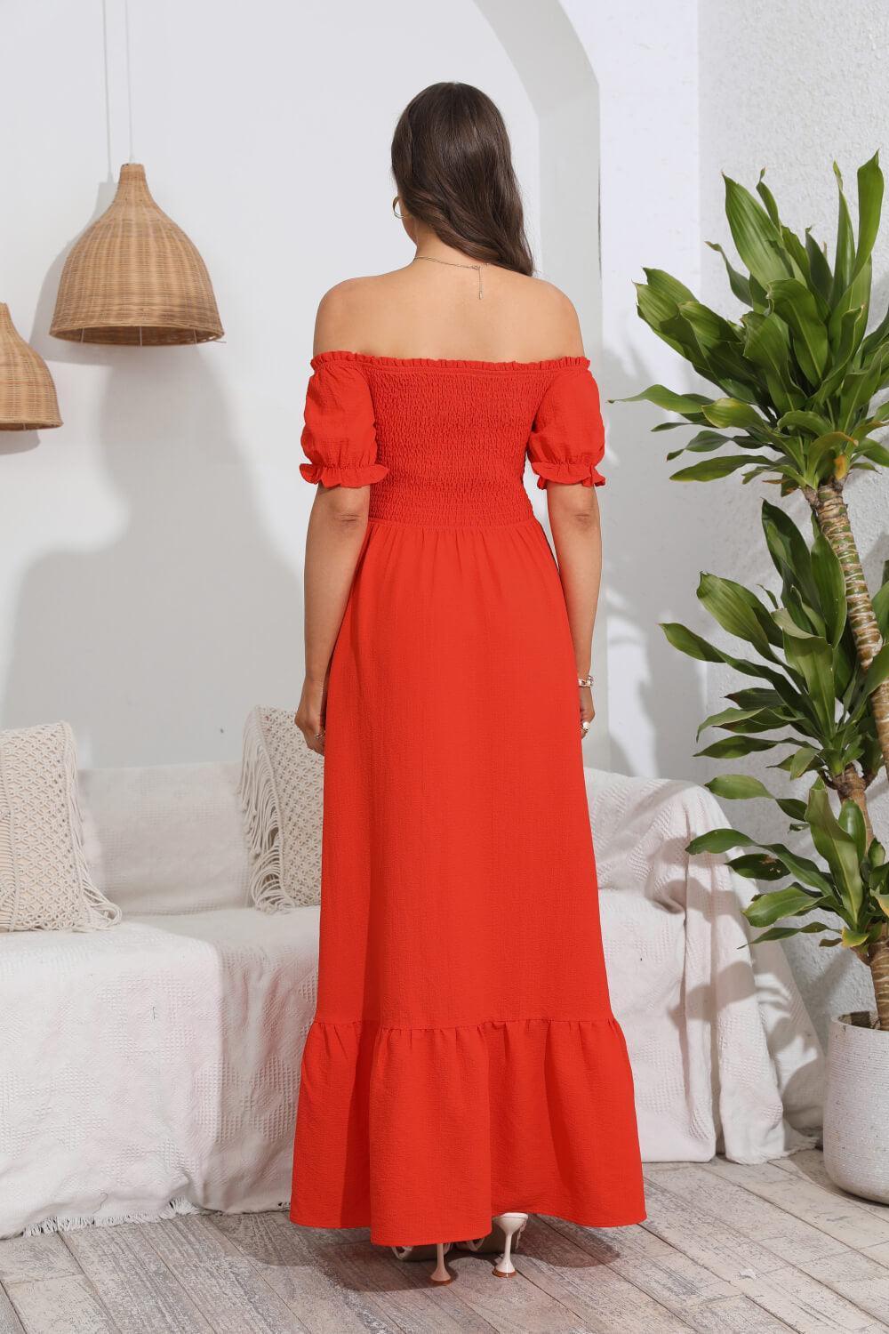 Vacation Glam Off-Shoulder Maxi Dress - MXSTUDIO.COM