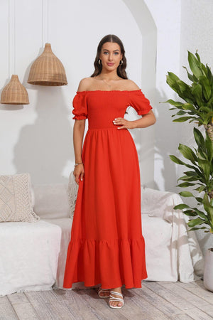 Vacation Glam Off-Shoulder Maxi Dress - MXSTUDIO.COM