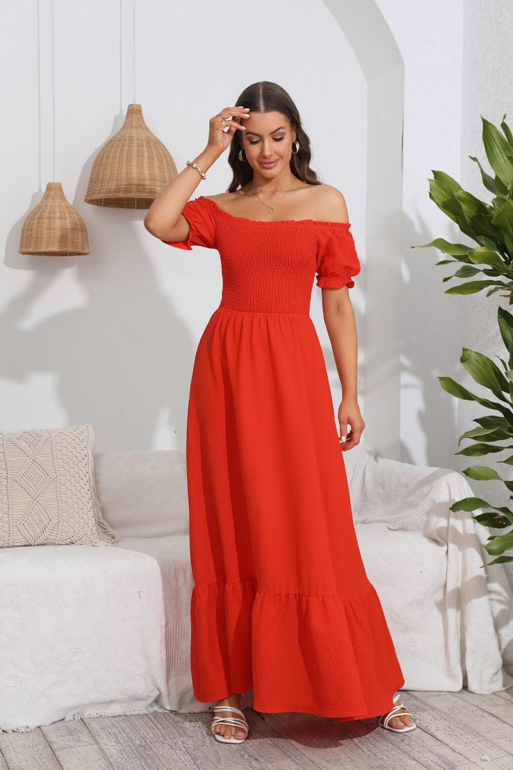 Vacation Glam Off-Shoulder Maxi Dress - MXSTUDIO.COM