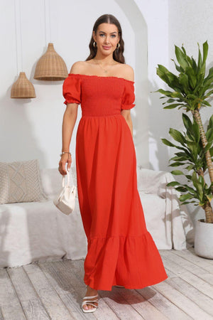 Vacation Glam Off-Shoulder Maxi Dress - MXSTUDIO.COM