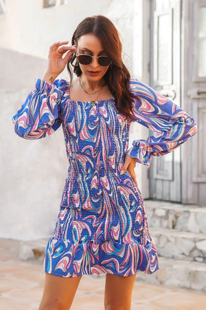 Vacation Hottie Smocked Square Neck Dress - MXSTUDIO.COM